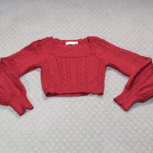 Super Soft! Lush Size S Burnt Orange Cropped Puffy Long Sleeve Sweater